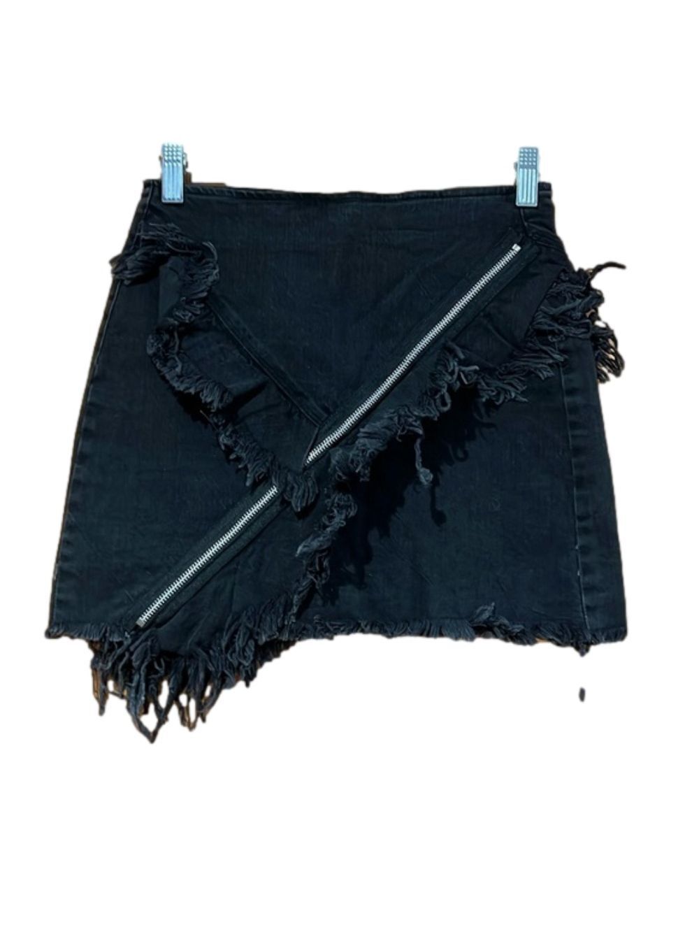 Black Ruffle Mini Skirt Zipper